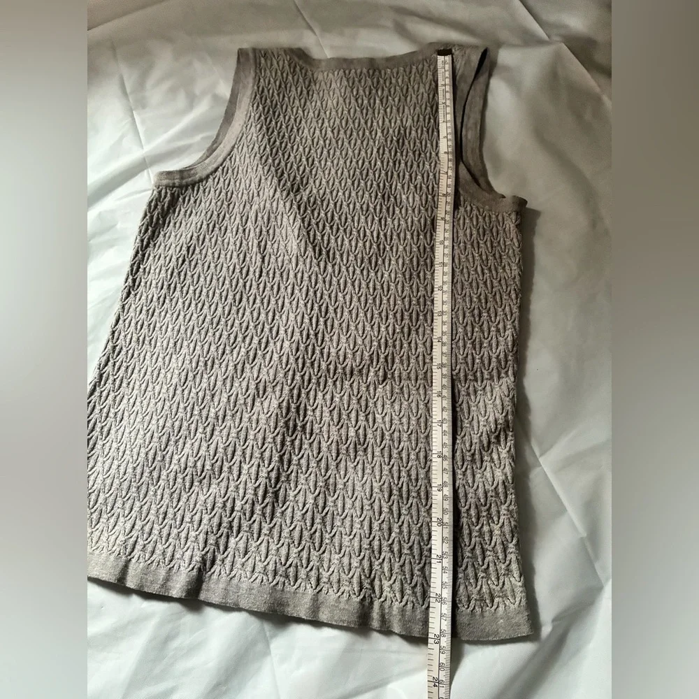 Chanel Vintage 2008 Spring Textured Henley Knit Top Vest Size 36 CC Buttons